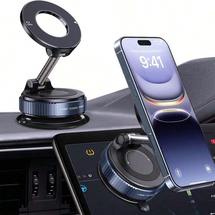 2026 Upgraded Car Phone Holder, Magsafe Super Strong Magnetic Car Phone Holder, 360 °   Adjustable Vacuum Suction Cup Car Phone Holder [Maximum Suction], Unisex Car Truck Accessories. PS: Only Suitable For Installation On Smooth Surfaces. - K10 - 查看 1