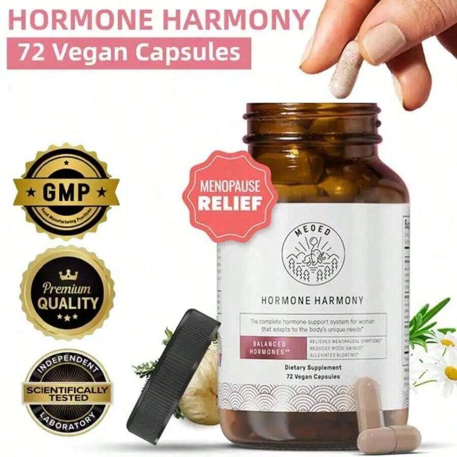 Hormone Harmony Supplement For Women - Natural Hormonal Balance Support |   Menopause & Perimenopause Wellness L Helps With Hot Flashes & Mood 72 Capsules - 1 chiếc - Xem 1