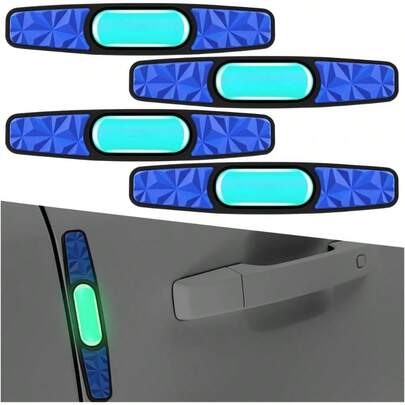 4PCS Fluorescent Car Bumper Guard Strips, Anti-Collision Bumper Protector Trim Front Rear Doors, Universal Waterproof Scratch Resistant Strip Car Door Guards Sedan SUV Truck (Blue)