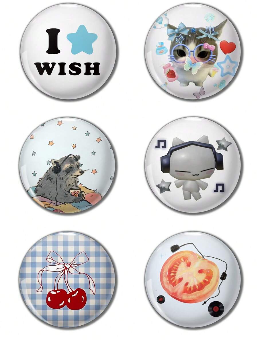 Funny Pattern Safety Pins Badges, Button Pins, Suitable For Attaching To Clothing, Bags, Backpacks, Fun Gifts For Friends And Family - Multicolor - View 1