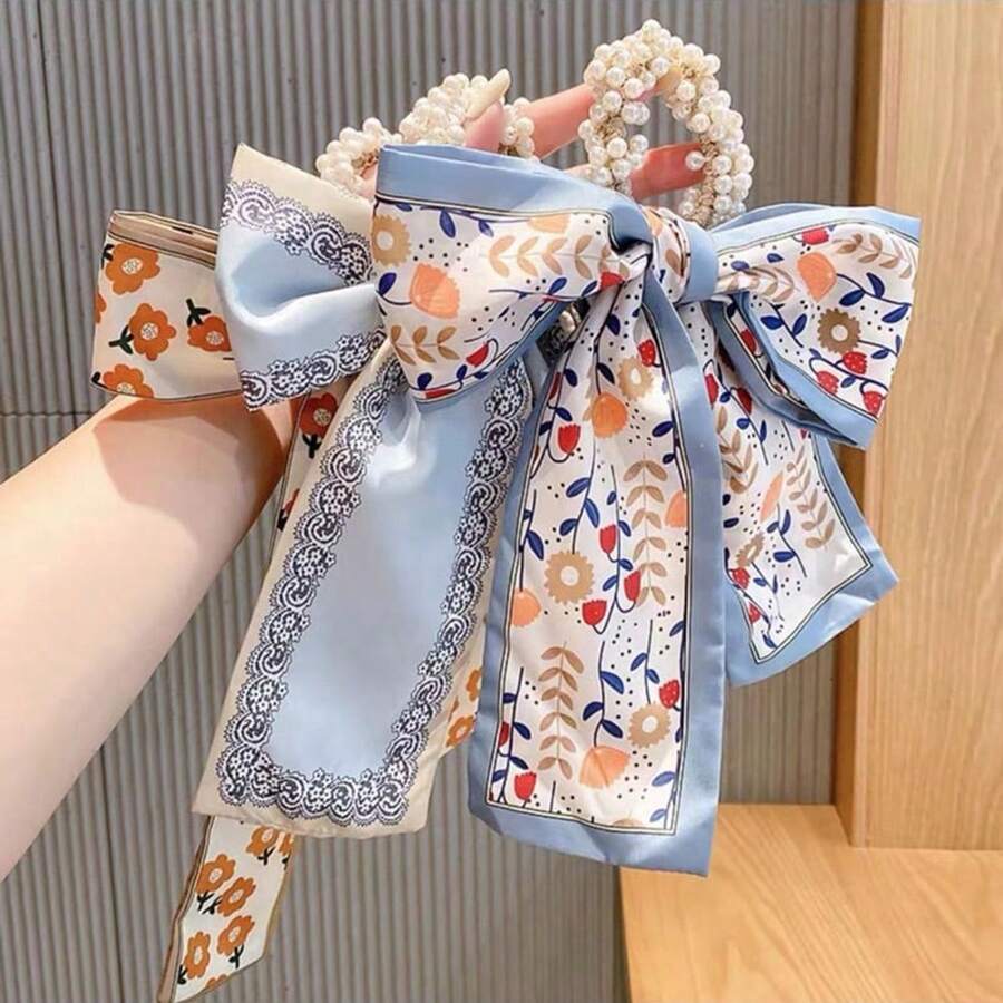 Three Women'S Multi-Colored Pearl Scarves For Hair, Exuding Elegance And Softness - 3pcs - 查看 1