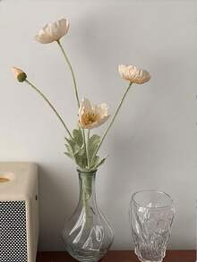 Artificial Silk Poppy Flower Bouquet, Plastic Floral Centerpiece Decoration For Wedding, Home, Kitchen, Garden, Party, Silk Poppy Flower With Stem, Wedding Party Table Centerpiece Decor - Champagne - View 3
