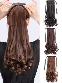 Tóc giả dài buộc đuôi ngựa bằng sợi tổng hợp, kiểu tóc xoăn hình quả lê tự nhiên, có thể buộc thành đuôi ngựa, phù hợp cho phụ nữ sử dụng hàng ngày. - Nhiều màu - Xem 1