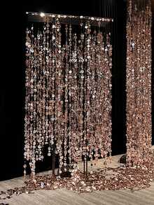 10pcs Champagne Shiny PVC Sequin Hanging Decorations, With Glittering Glare-Free String, Suitable For Weddings, Birthday Parties, Indoor/Outdoor Decor, Photo Backdrops, Wedding Receptions, Etc. - One Size Fits All - View 6