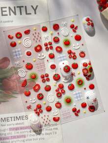 1pc Jelly Nail Art Stickers Cute Summer Tomato Self Adhesive Nail Stickers DIY Nail Design - Multicolor - View 4