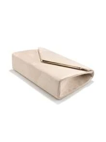 Metallic Chain Glitter Sequin V-Shaped Design Clutch Bag, Women's Evening Bag For Wedding Party Casual Handbag, Formal Wallet - Apricot - View 4