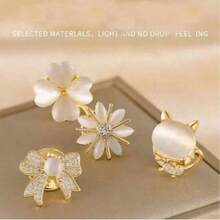 4/6件装女士袖口领针胸针，百搭V领翻领花朵胸针，女士礼物，情人节礼物 - 金色 - 查看 5