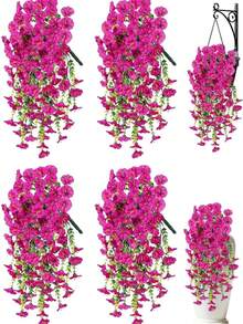 1pc Outdoor Artificial Eucalyptus Silk Flower Vine, UV-Resistant Green Plant Decor For Anniversary, Graduation, Wedding, Party, Home, Office, Porch, Garden, Wall, Spring/Summer - Purple - View 6