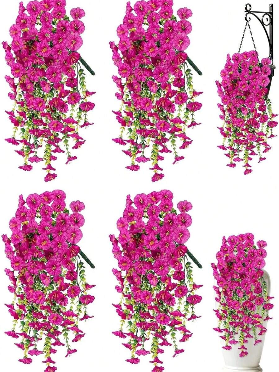 1 cành hoa giả bạch đàn bằng lụa, chống tia UV, thích hợp trang trí ngoài trời cho kỷ niệm, lễ tốt nghiệp, đám cưới, tiệc tùng, nhà cửa, văn phòng, hiên nhà, sân vườn, tường nhà, mùa xuân/hè. - Màu tím - Xem 1
