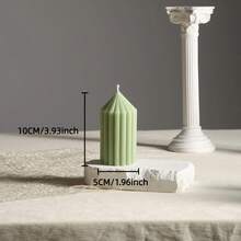 1pc Dopamine-Inspired Light Green Striped Cone Candle Pillar (Diameter 5cm/1.97in), Suitable For Meditation, Lighting, Ambiance Creation, Home Decor, Room Decor, Party, Holiday, Tabletop Display, Wedding, Birthday Gift, And Women's Gift - Pea Green Pointed Top - View 16