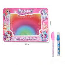 Alfombra mágica de dibujo con agua para niños, tela de dibujo y pintura colorida con 2 pinceles de pintura con agua - Rosa - Ver 10