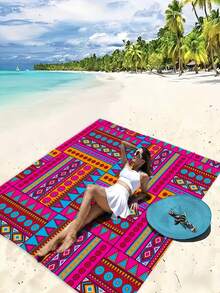 1 pieza Alfombra de estilo bohemio tipo mandala, Alfombra grande impermeable y antiarena con impresión digital, Adecuada para viajes al aire libre, camping y picnics - A - Ver 14