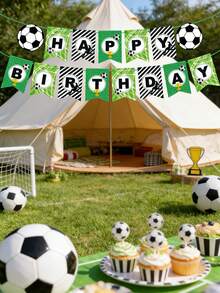 1 Set Football Themed Paper Football Pennant Flags, Suitable For Sports Parties, Birthday Gatherings, Etc. No Power Needed, Double-Sided Flags - Multicolor - View 6