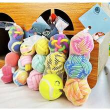 Bộ đồ chơi cho thú cưng bằng bóng dây cotton bền chắc, giúp giảm buồn chán và làm sạch răng, có chuông. - Nhiều màu - Xem 1
