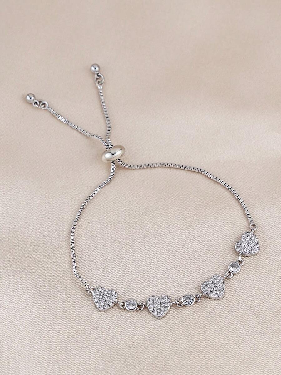 1pc Adjustable Women's Bracelet Inlaid With Artificial Zirconia, Exquisite And Sparkling, Suitable For Women's Daily, Date, Music Festival, Party Matching, Perfect Gift Choice - Silver - View 1