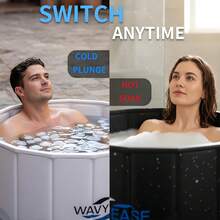 Portable Bath Tub For Adults, 31.5"L X 26"H Foldable Cold Plunge Tub For Recovery, Collapsible Soaking Bath Tub For Shower Stall, Outdoor Ice Bathtub For Athletes (Black) - White WAVY - View 4
