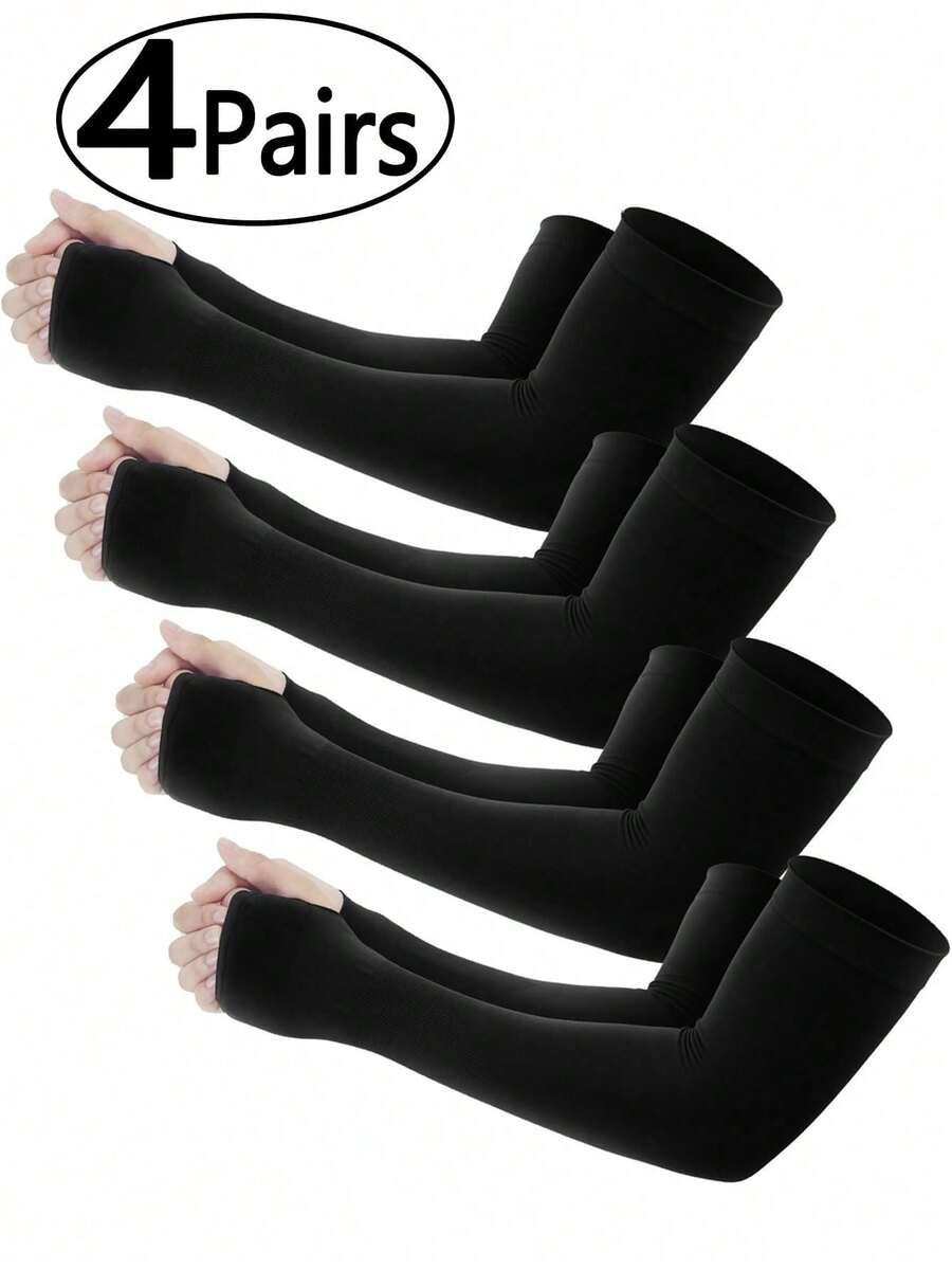 4 chiếc/1 cặp ống tay nén thoáng khí chống tia UV, phù hợp cho nam, nữ và thanh thiếu niên, ngăn ngừa cháy nắng, chỉ số chống nắng UPF 50. - A - Xem 1