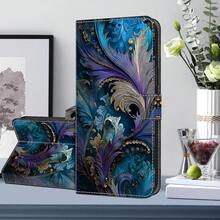 GLANDOTU Vintage Gold Feather Pattern PU Leather Wallet Phone Case With Card Slots, Lanyard, Stand, Protective Cover For Multiple Phone Brands And Models - Multicolor - View 7