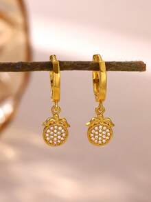 Bông tai hình ngôi sao sang trọng dành cho nữ, đính đá Zirconia lấp lánh, kiểu dáng hình học, trang sức thời trang. - Vàng - Xem 10