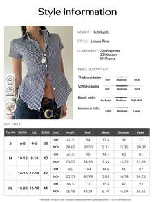 阳光少女风 Y2K 返校季纯棉修身翻领短袖衬衫，纽扣开合，红色格子学院风上衣，夏季 - 酒紅色 - 查看 11