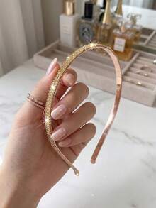 1pc 7mm Width Full Rhinestone Slim Headband, Multi-Color Options, Luxury Sparkling Rhinestone Design, Metal Headband Fits Comfortably Without Slipping, Suitable For Daily Commute, Party, Wedding And Other Occasions, A Versatile And Exquisite Hair Accessory For Women To Create Stylish Looks Travel Accessories Hair Band Hair Hoop - Multicolor - View 4