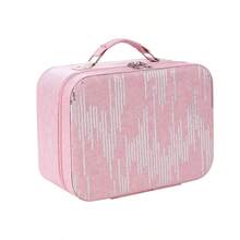 Sequined Denim Makeup Case With Mirror (Pink/Blue/Black/Blush) - Multicolor - View 8