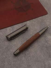 1pc Wooden Goewen Gray Office & Business Ballpoint Pen, Smooth Writing, Showcasing Quality Elegance - Ebony Gray - View 6