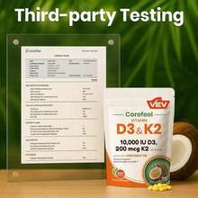 Vitamin D3 K2 10000 , 300 Virgin Coconut Oil Softgels,2in 1 Vitamins Supplement D & K, Dietary Supplemental Pack - Một - Xem 9