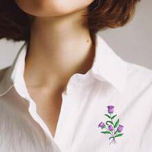 1pc Water-Soluble Collar Embroidery Stabilizer - Pre-Printed Floral Pattern Design - Adhesive And Sewable Embroidery Paper For Hand Embroidery Enthusiasts - A254 - View 7