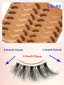 ENCHUW 16 Pairs Transparent Faux Mink Eyelashes, Curled False Eyelashes For Daily Wear - Black - View 2
