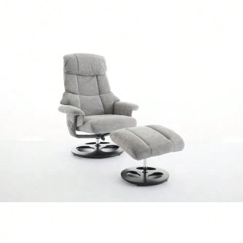 Comfortable Reclining Armchair 025 With Massage And Heating Functions, Tilt And Footrest, 360° Swivel, White Chenille Upholstery. Original Reference: W2087P294007 - B - View 1