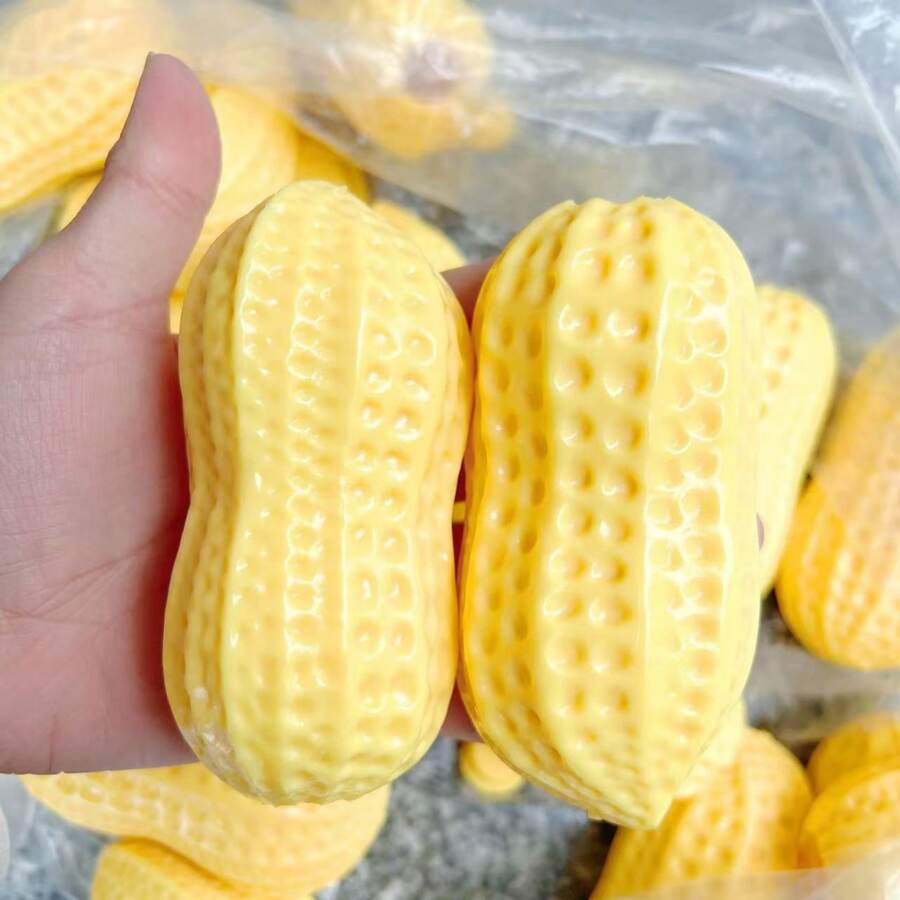 Cute Peanut Squeeze Toy - Portable Pocket Size, Interactive Peanut Shell Design, Satisfying Squish, Ideal For Travel & Classroom Fidgeting - 黃色 - 查看 1