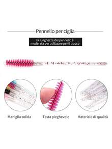50 pezzi/set Applicatori monouso per colla per ciglie, 6 colori Pennelli per trucco con manico in cristallo, per estensione ciglie - Multicolore - Visualizzare 7