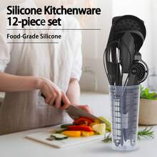 16 Pcs Silicone Cooking Utensils Set-Kitchen Utensils For Cooking With Full Silicone Handles Includes Measuring Cup 446°F Heat Resistant Kitchen Utensil Pink - Hồng - Xem 4