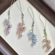 1件新款清新甜美渐变玻璃百合金属钥匙扣、包包挂饰和手机挂饰 - 彩色 - 查看 3