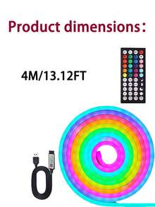 RGB LED霓虹灯带，带遥控器/APP控制，防水柔性LED霓虹灯，适用于卧室装饰，长度16英尺-100英尺，RGB LED灯带，支持APP控制和遥控器，定时、音乐同步，IP67防水，户外适用，柔软霓虹灯管，适用于卧室、客厅、游戏、万圣节派对、圣诞节装饰，LED霓虹灯招牌 - 彩色光 - 查看 14