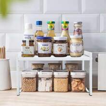 Expandable Cabinet Shelf 13.8~26inch(L), Stackable Kitchen Shelf Organizer, Countertop Storage Pantry Shelves, Durable Metal Sink Shelves (2 White M), 44579760 - 棕色 - 查看 2