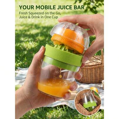 1 Set Mini Hand Press Juicer Cup, Transparent Fruit Juice Maker With Filter Lid, Suitable For Fresh Orange, Lemon, Grapefruit Juice, Portable And Reusable, Great For Travel And Office