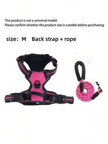 两套反光犬/猫背带和1.5米牵引绳套装，透气可调节防拉扯宠物背心式胸背带，带加厚手柄，适合小型/中型/大型犬猫，耐用宠物遛狗用品 - 玫紅色 - 查看 15