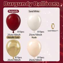 60pcs Chestnut Brown & Gold Balloons, 10-Inch Burgundy & Gold Balloons, Nude Balloons, Suitable For Wedding, Bridal Shower, Graduation, Birthday Party Decoration - Red Gold - View 4
