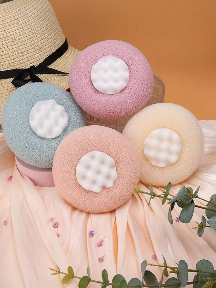 Bộ 4 món - Bóng massage tắm, Bàn chải massage tẩy tế bào chết toàn thân, Bông tắm xơ mướp, Khăn tắm có giác hút, Bàn chải tắm mềm mại dùng được cả khô và ướt, Phụ kiện phòng tắm gia đình, Trang trí mùa hè/mùa tựu trường, Quà tặng Ngày của Mẹ