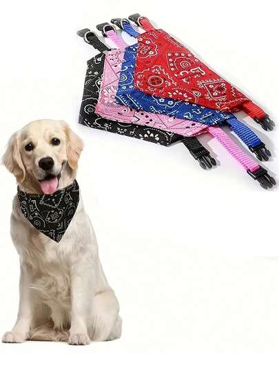1pc Adjustable Pet Triangular Bandage Dog Collar Bandana Scarf Collar For Pet Dog Cat Washable Scarf Bandana Collar Bibs Cat Neck Decor Birthday Party Dress Up