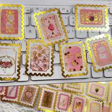 50 piezas Sello de amor Pegatinas de lámina caliente Bolsa creativa Pegatinas de grafiti transparentes de PET Pegatinas decorativas Material de cuaderno Decoración Botella de agua Maleta Pegatinas Regalo de recompensa - Multicolor - Ver 12
