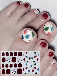 Nail Art Toe Stickers, Assorted Designs Including Glitter, Cartoon Hearts, Geometric Patterns, Solid Colors, Versatile Mixed Styles, Easy Application With Scraper - Multicolor - View 54