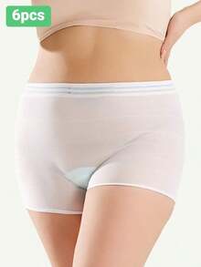 6pcs/Pack CARER Postpartum Recovery Underwear, Elastic Care Shorts, High Waist Disposable Maternity Panties - 白色 - 查看 12