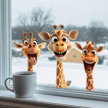 1pc Cute Giraffe Sticker, Lively And Healing Atmosphere, Self-Adhesive Easy To Stick, Personalized Space Decor Refresh - Multicolor - View 3