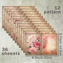 36 tờ giấy A5 họa tiết hoa hồng hồng, nữ thần và chim, thích hợp cho sổ tay Bullet Journal, tranh ghép, thiệp, album ảnh và đồ thủ công. - Hình chữ nhật - Xem 7