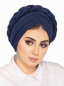 1 chiếc khăn trùm đầu bằng vải bóng, kiểu dáng mới, khăn xếp xoắn nhăn, khăn đội đầu Hồi giáo, thích hợp đi biển, đi nghỉ mát. - Nhiều màu - Xem 17