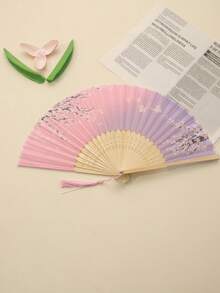 1把优雅樱花丝绸折叠扇，便携式竹制手扇，适合女性使用，夏季降温，婚礼派对礼物，舞蹈表演道具，适用于婚礼、茶道、成人夏季派对、家居装饰和节日礼物、旅行必备品、海滩必备品、毕业季、毕业典礼、毕业典礼、祝贺毕业生、毕业派对、旅行徒步必备品、露营必备品、便携式工具、夏季必备品、夏季便携式 - 彩色 - 查看 11