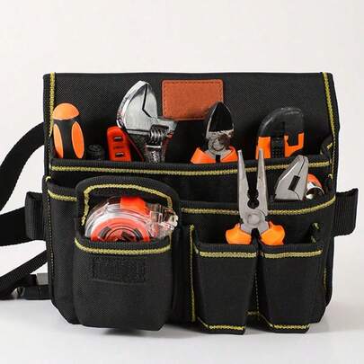 1pc Waterproof Oxford Cloth Tool Waist Bag, Durable Multi-Functional Repair Storage Pouch With Multiple Compartments, Electrician Specialized Outdoor Cycling Emergency Gear